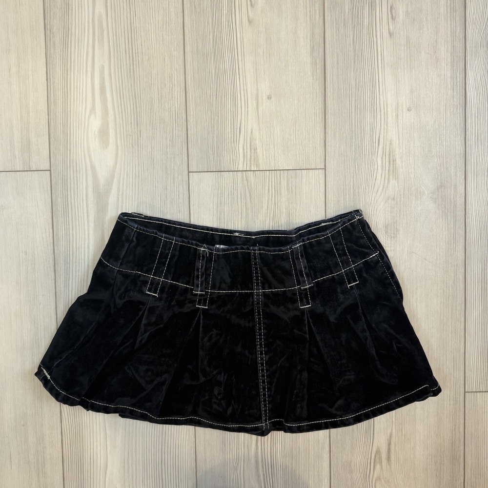 Steve Madden Micro Mini Skort Skirt Women Size S Small Black Velvet Pleated